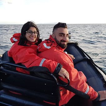 Couple enjoying boat ride